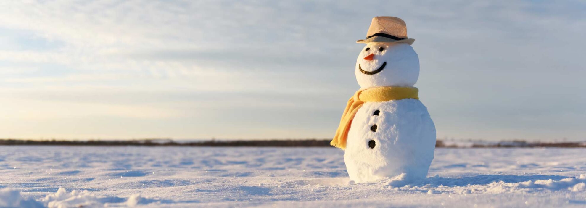 lustiger Schneemann in einer Winterlandschaft